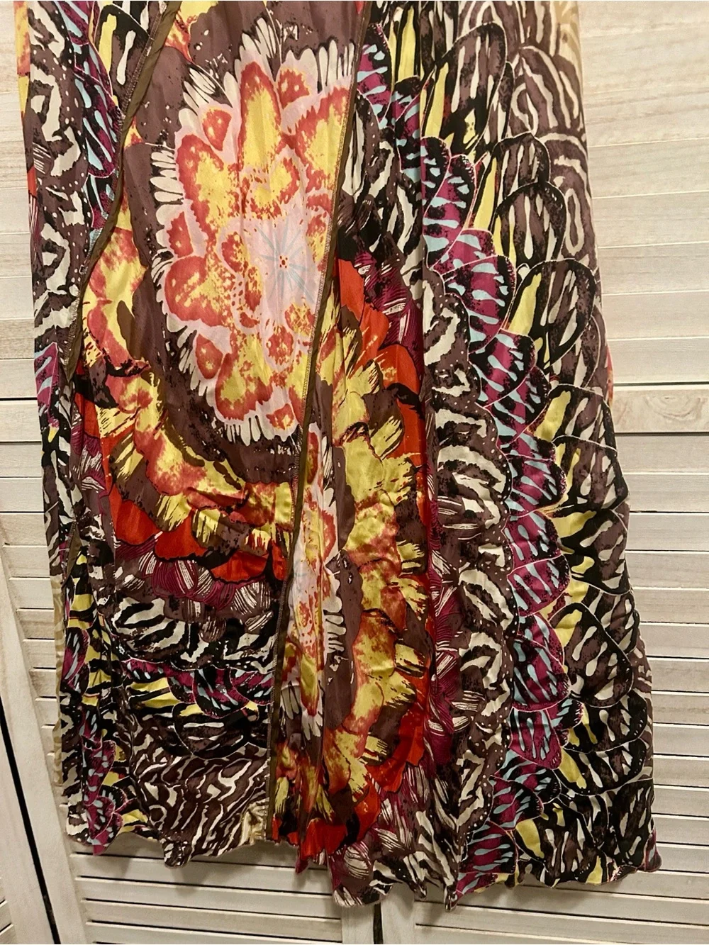 Tiny by Anthropologie Silk Fluttering Patchwork Boho Maxi Skirt. Size Medium